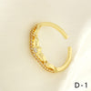 Elegant Simple Style Commute Geometric Heart Shape Copper Plating Inlay Zircon 18k Gold Plated Open Rings