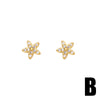 1 Pair Sweet Simple Style Flower Butterfly Plating Inlay Copper Zircon 18k Gold Plated Ear Studs