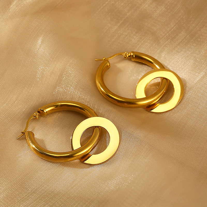 1 Pair Simple Style Solid Color Plating Titanium Steel 18k Gold Plated Ear Studs