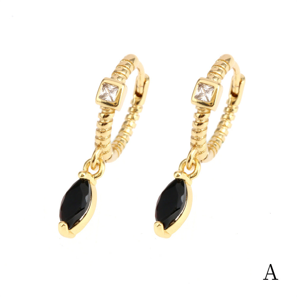 1 Pair Elegant Luxurious Streetwear Water Droplets Plating Inlay Copper Zircon 18k Gold Plated Drop Earrings