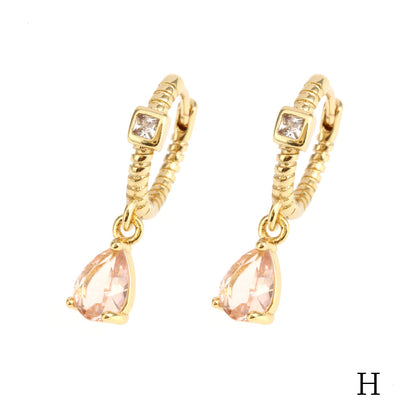 1 Pair Elegant Luxurious Streetwear Water Droplets Plating Inlay Copper Zircon 18k Gold Plated Drop Earrings