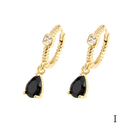 1 Pair Elegant Luxurious Streetwear Water Droplets Plating Inlay Copper Zircon 18k Gold Plated Drop Earrings