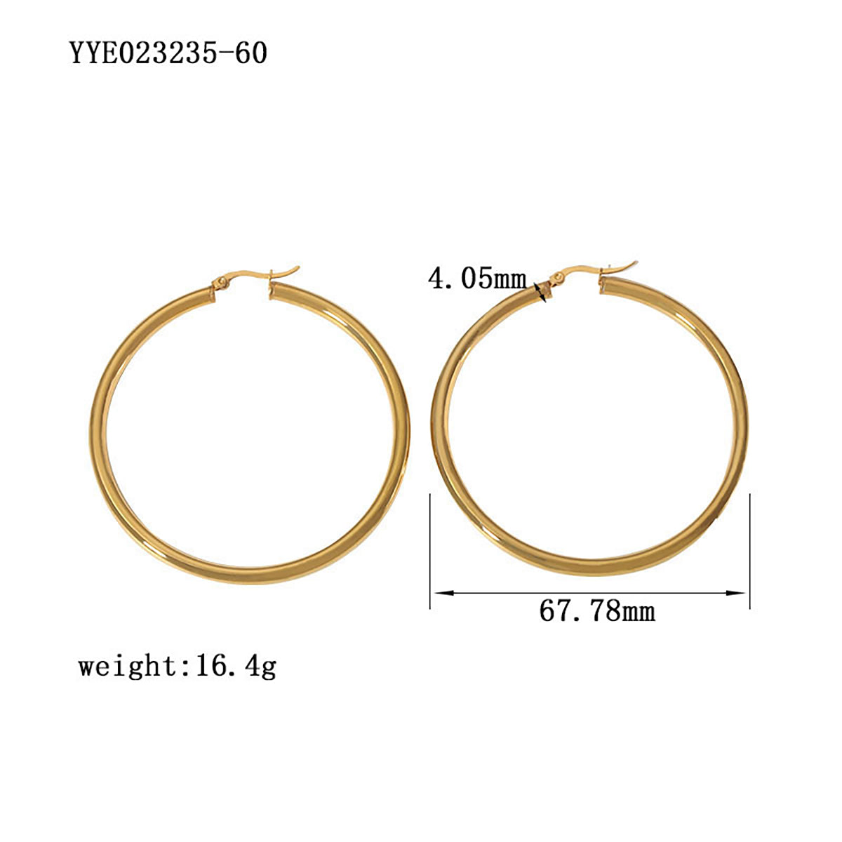 1 Pair Casual Modern Style Circle Plating Stainless Steel 18k Gold Plated Hoop Earrings