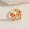 Elegant Luxurious Butterfly Copper Plating Inlay Zircon 14k Gold Plated Rings