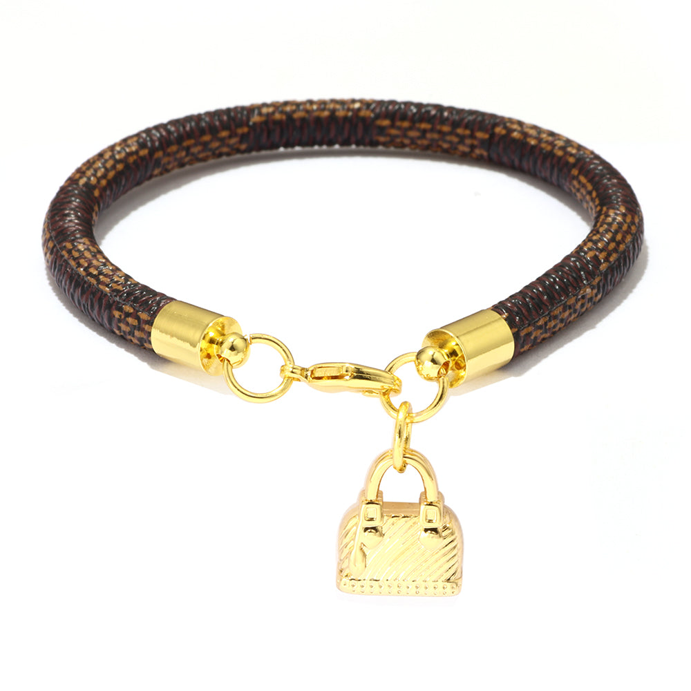 Elegant Vintage Style Commute Bag Pu Leather Alloy Copper Gold Plated Bracelets