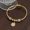 Elegant Four Leaf Clover Titanium Steel Plating Inlay Zircon 18k Gold Plated Bangle