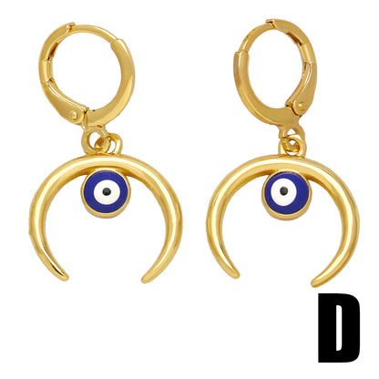 1 Pair Retro Simple Style Devil's Eye Plating Inlay Copper Zircon 18k Gold Plated Drop Earrings