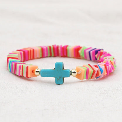 Simple Style Cross Soft Clay Beaded Women's Bracelets