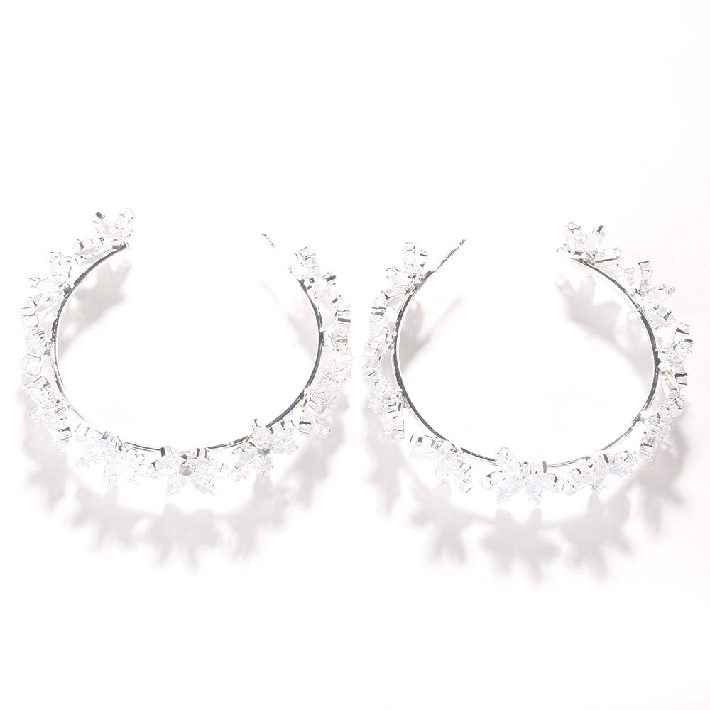 1 Pair Lady Flower Plating Zircon Earrings