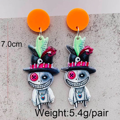 Wholesale Jewelry Cartoon Style Skull Arylic Drop Earrings