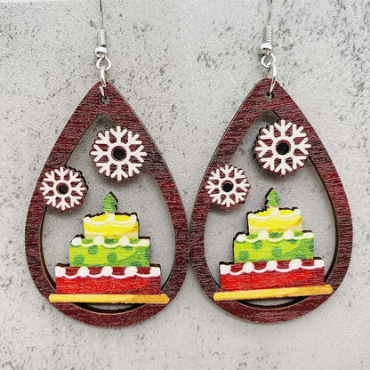 Wholesale Jewelry Cartoon Style Water Droplets Wood Drop Earrings