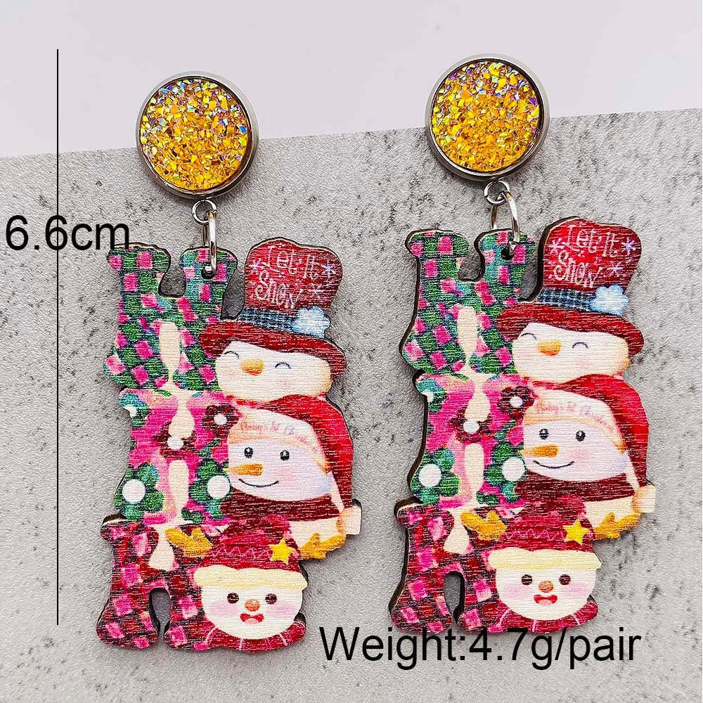 Wholesale Jewelry Cartoon Style Cartoon Wood Drop Earrings