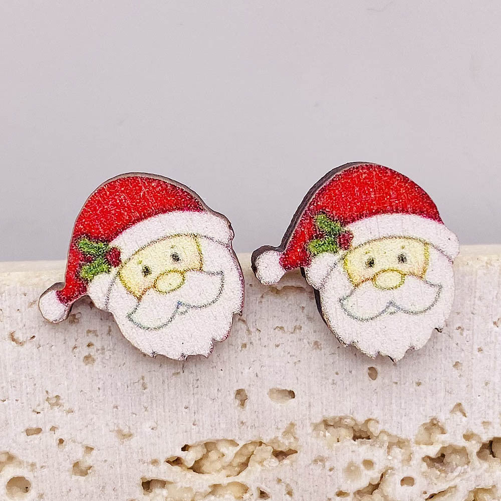 1 Pair Cartoon Style Cartoon Wood Ear Studs