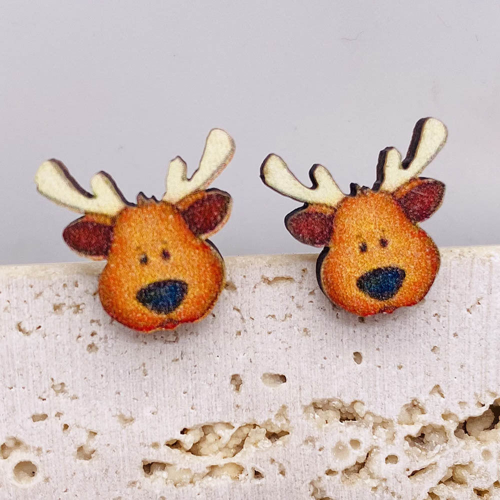 1 Pair Cartoon Style Cartoon Wood Ear Studs