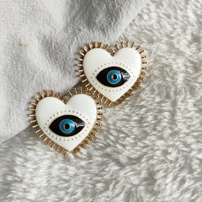 1 Pair Chinoiserie Devil's Eye Enamel Alloy Ear Studs