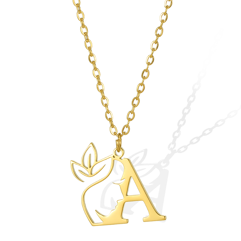 Simple Style Human Face Rabbit Stainless Steel 18k Gold Plated Pendant Necklace