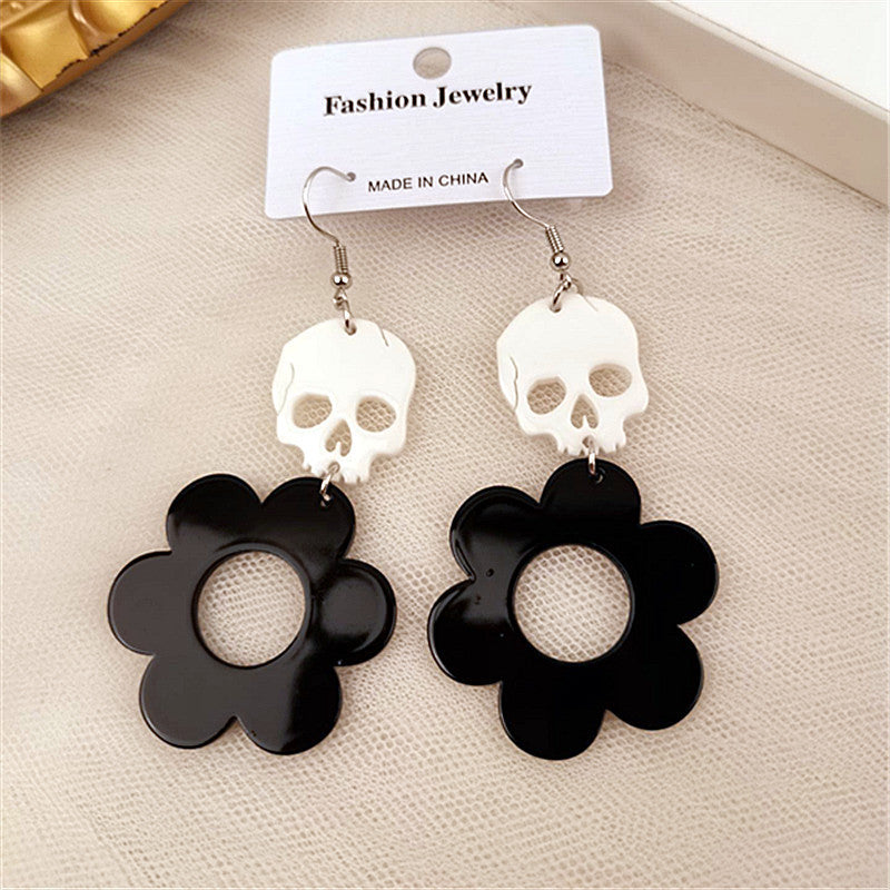 1 Pair Funny Flower Printing Arylic Earrings