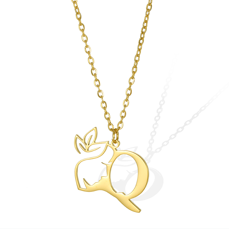 Simple Style Human Face Rabbit Stainless Steel 18k Gold Plated Pendant Necklace