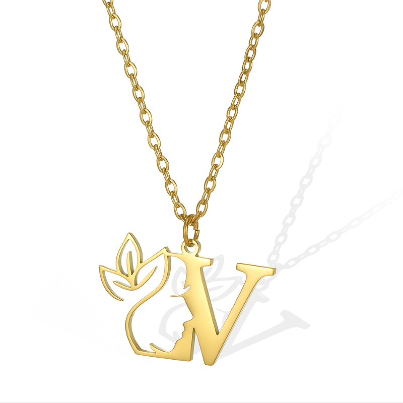 Simple Style Human Face Rabbit Stainless Steel 18k Gold Plated Pendant Necklace