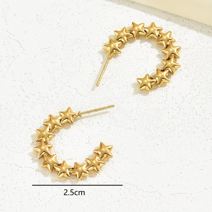 1 Pair Ig Style Basic Commute Geometric Star Plating Stainless Steel 18k Gold Plated Earrings