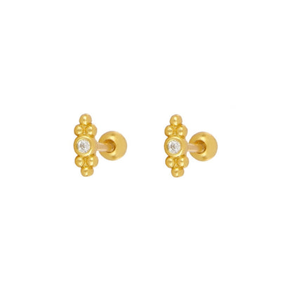 1 Pair Ig Style Classic Style Korean Style Flower Snake Butterfly Plating Inlay Copper Zircon White Gold Plated Gold Plated Ear Studs