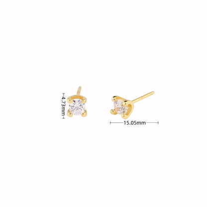 1 Pair Simple Style Geometric Inlay Sterling Silver Zircon Ear Studs