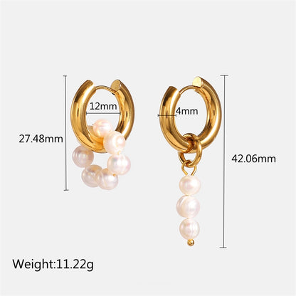 1 Pair Ig Style Casual Sweet Round Asymmetrical Plating Stainless Steel Gold Plated Drop Earrings