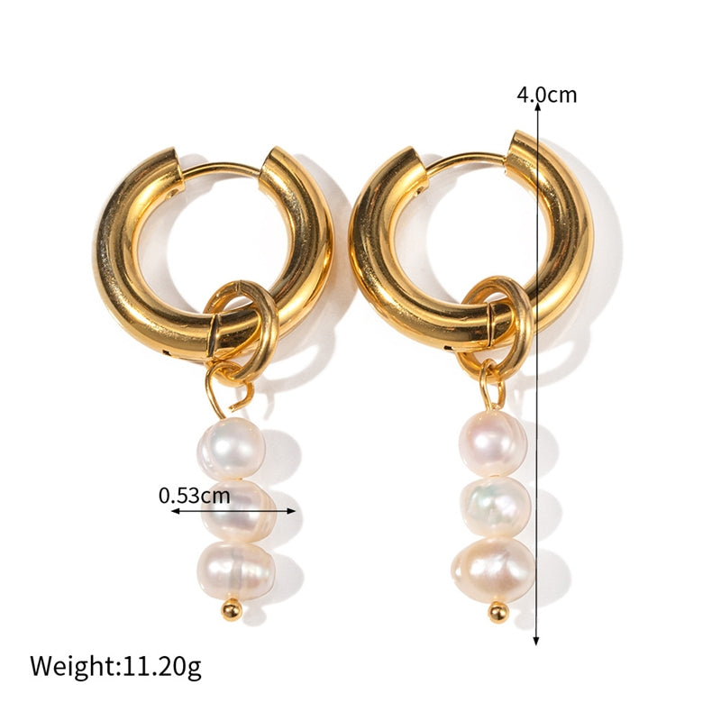 1 Pair Ig Style Casual Sweet Round Asymmetrical Plating Stainless Steel Gold Plated Drop Earrings