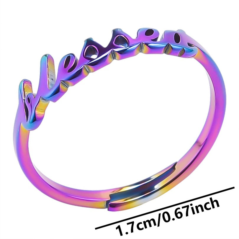 Wholesale Simple Style Letter Stainless Steel Open Rings