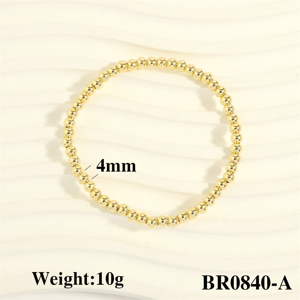 Hip-Hop Simple Style Round Copper 18k Gold Plated Bracelets In Bulk