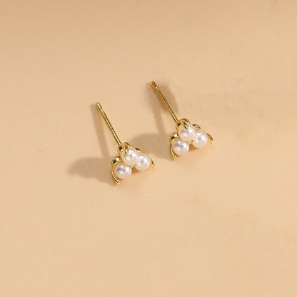 1 Pair Elegant Basic Geometric Plating Inlay Copper Pearl Zircon 14k Gold Plated Earrings