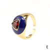 Casual Streetwear Triangle Square Heart Shape Copper Enamel Plating Inlay Zircon 18k Gold Plated Open Rings