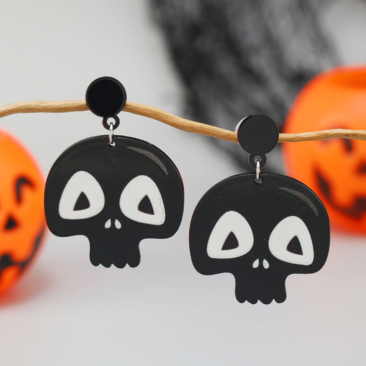 1 Pair Exaggerated Funny Punk Pumpkin Spider Skull Arylic Drop Earrings