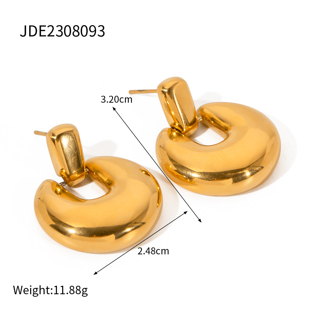 1 Pair Ig Style Round Plating Stainless Steel 18k Gold Plated Drop Earrings