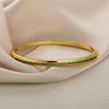 Simple Style Commute Round Copper Plating Inlay Zircon 18k Gold Plated Bangle