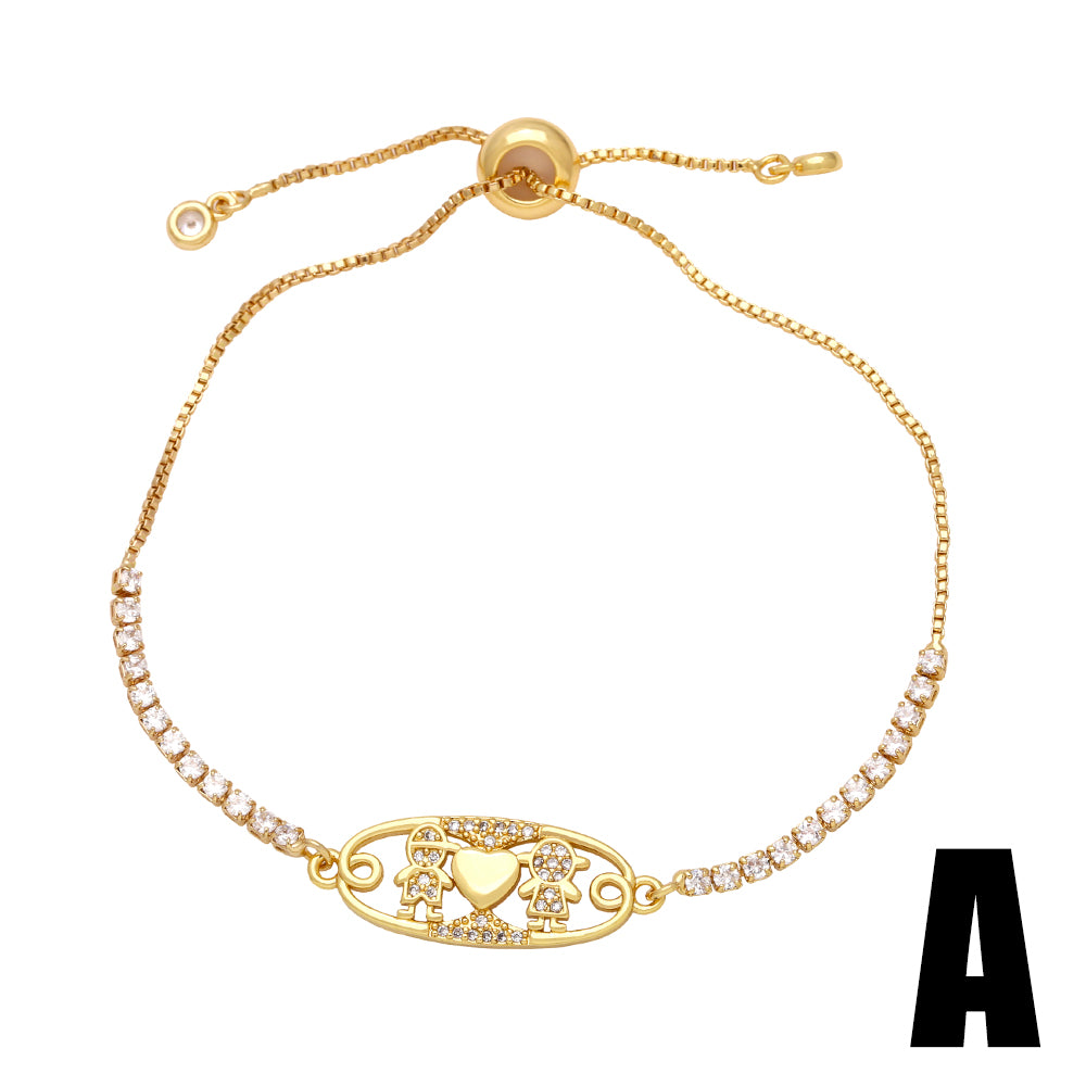 Ig Style Simple Style Star Moon Heart Shape Copper Plating Inlay Zircon 18k Gold Plated Bracelets