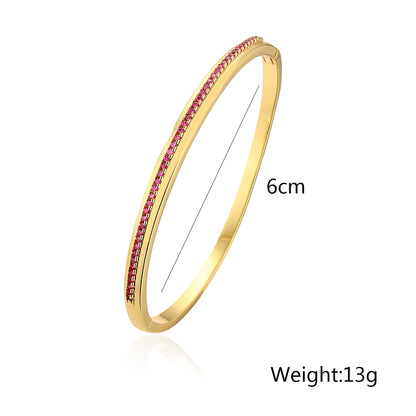 Simple Style Commute Round Copper Plating Inlay Zircon 18k Gold Plated Bangle