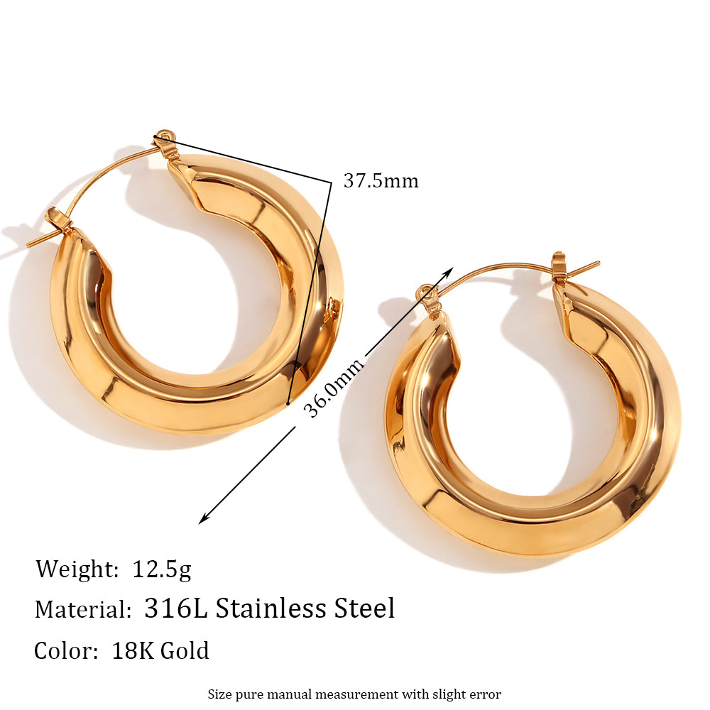 1 Pair Vintage Style Simple Style Classic Style C Shape Plating Inlay Stainless Steel Zircon 18k Gold Plated Ear Studs