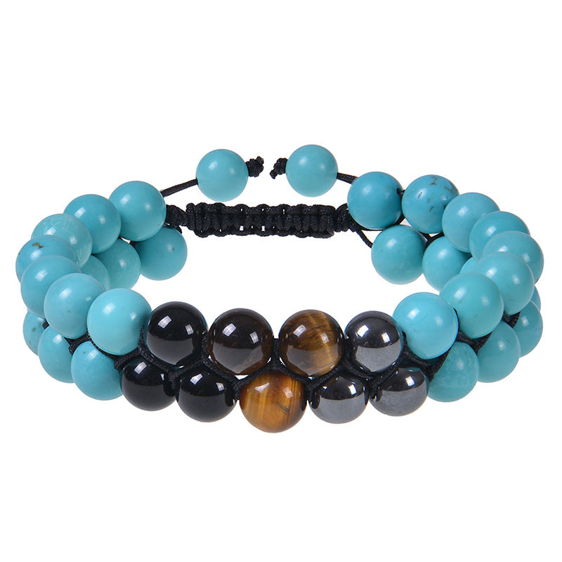 Retro Round Natural Stone Beaded Bracelets