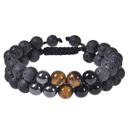 Retro Round Natural Stone Beaded Bracelets