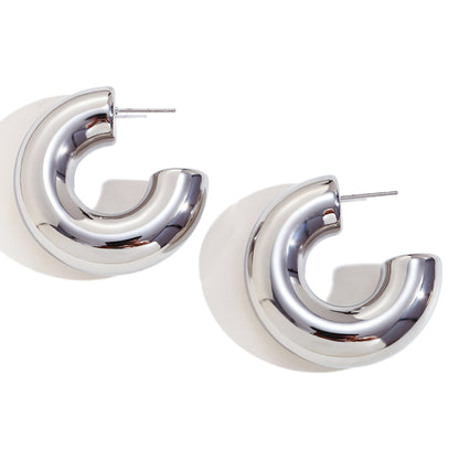 1 Pair Vintage Style Simple Style Classic Style C Shape Plating Inlay Stainless Steel Zircon 18k Gold Plated Ear Studs