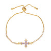 Fashion Simple Style Cross Copper Plating Inlay Zircon 18k Gold Plated Bracelets