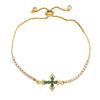 Fashion Simple Style Cross Copper Plating Inlay Zircon 18k Gold Plated Bracelets