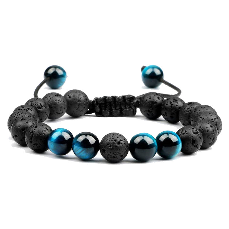 Casual Simple Style Round Volcanic Rock Tiger Eye Beaded Bracelets