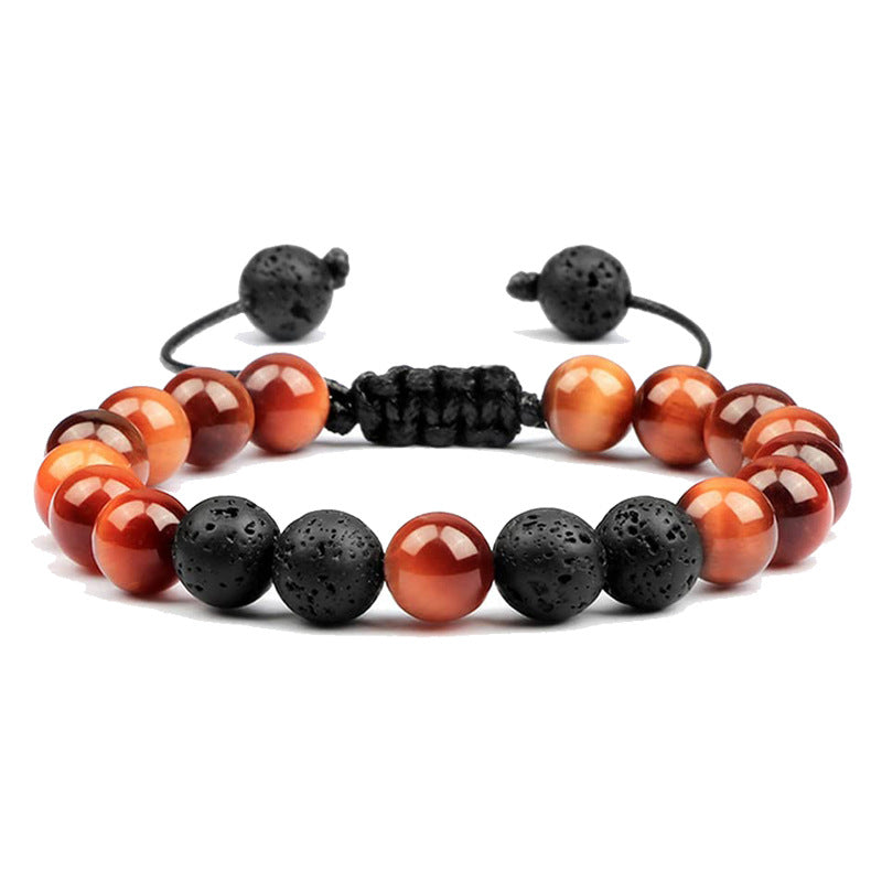 Casual Simple Style Round Volcanic Rock Tiger Eye Beaded Bracelets