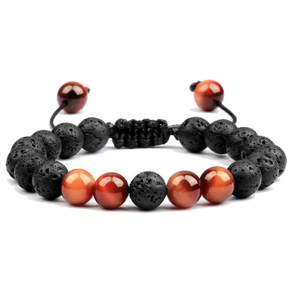 Casual Simple Style Round Volcanic Rock Tiger Eye Beaded Bracelets