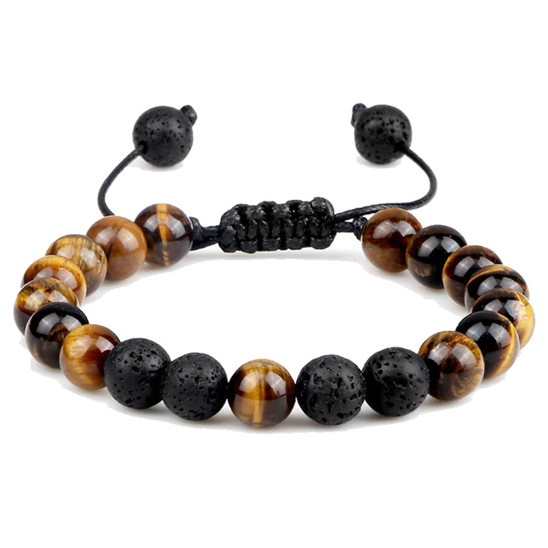 Casual Simple Style Round Volcanic Rock Tiger Eye Beaded Bracelets