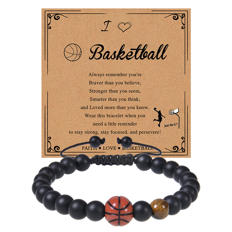 Casual Sports Basketball Frosted Stone Tiger Eye Beaded Bracelets