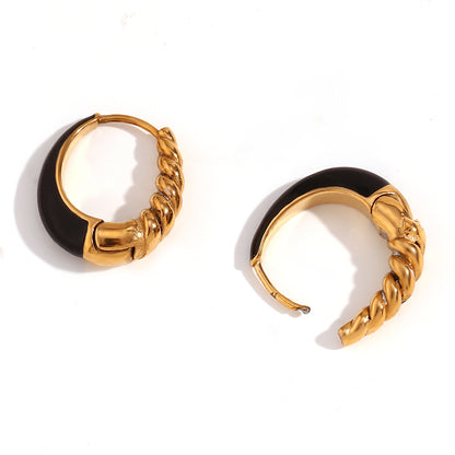 1 Pair Basic Simple Style Classic Style Oval Plating Stainless Steel 18k Gold Plated Earrings