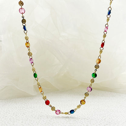 Elegant Princess Colorful Stainless Steel Plating Gold Plated Necklace